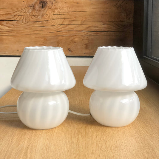 Couple of vintage Murano mushroom lamps H19