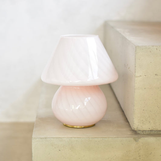 Light pink vintage Murano mushroom lamp H28