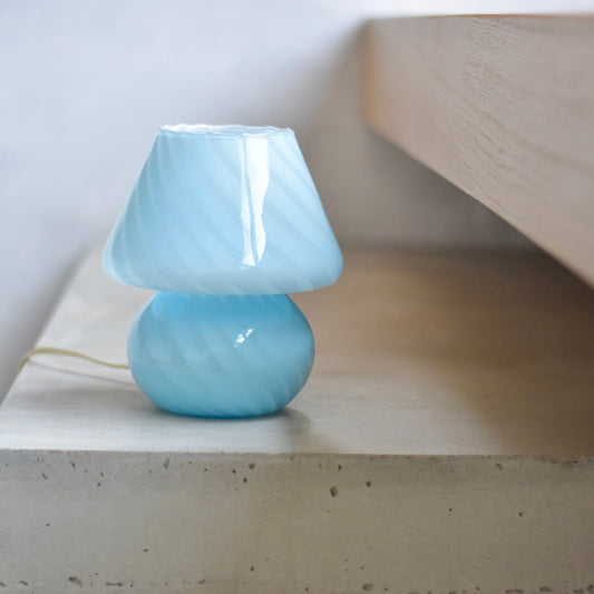 Blue vintage Murano mushroom lamp H19