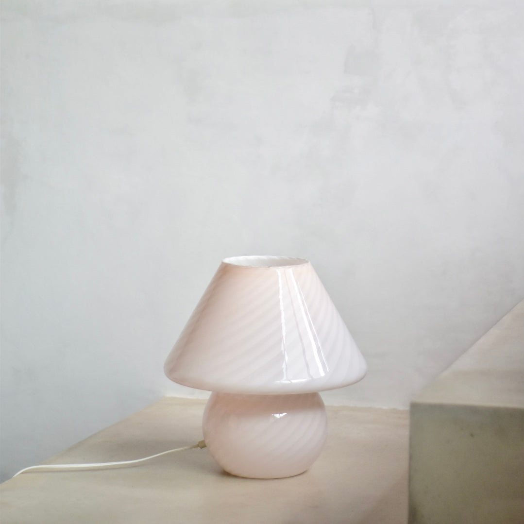 Light pink vintage Murano mushroom lamp H36