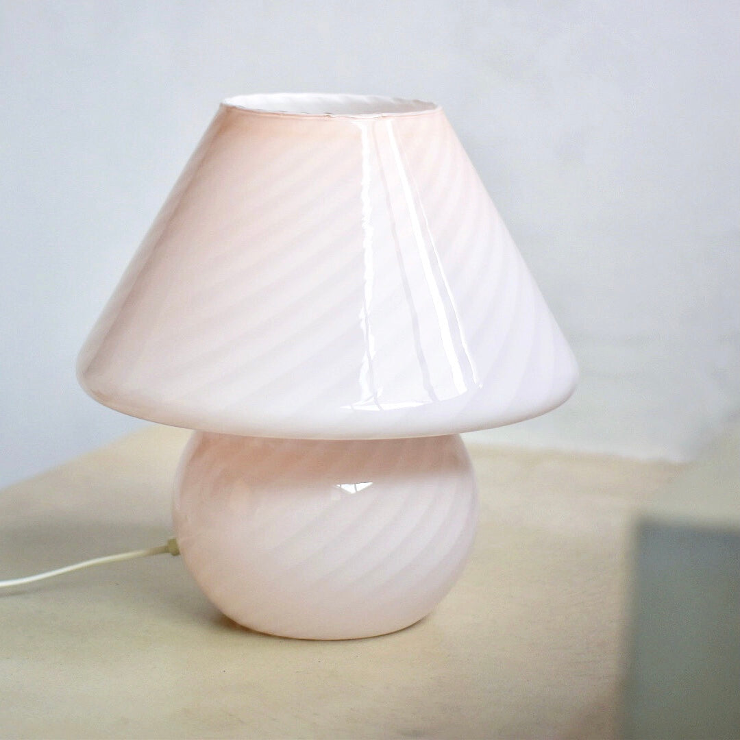 Light pink vintage Murano mushroom lamp H36