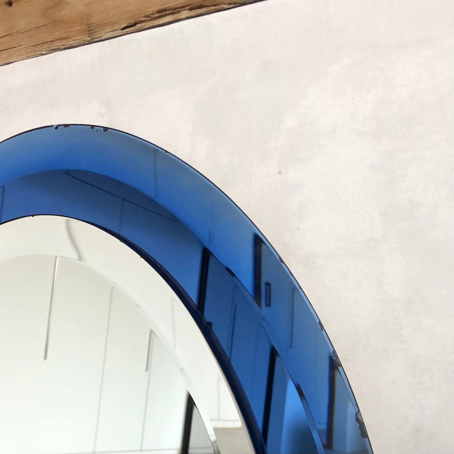 Cobalt blue vintage mirror by Antonio Lupi